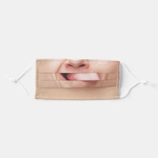 Tongue Funny Face Mask | Optical Illusion Mouth (Front, Folded)