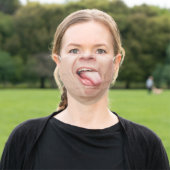 Tongue Funny Face Mask | Optical Illusion Mouth (Outside)