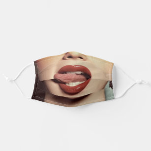 Tongue Licking Lips - Hot Lady - Funny - Adult Cloth Face Mask