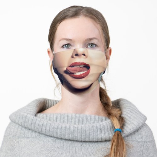 Tongue Licking Lips _ Hot Lady _ Funny Adult Cloth Face Mask