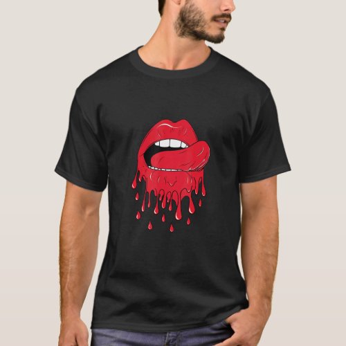 Tongue Licking Red Melting Lips T_Shirt