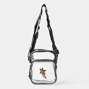 Tongue Out Catchy Giraffe Clear Crossbody Bag