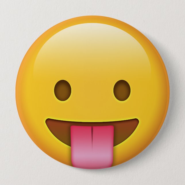 Tongue-Out Emoji Button (Front)