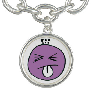 Tongue Out Emoji Face Charm Bracelet