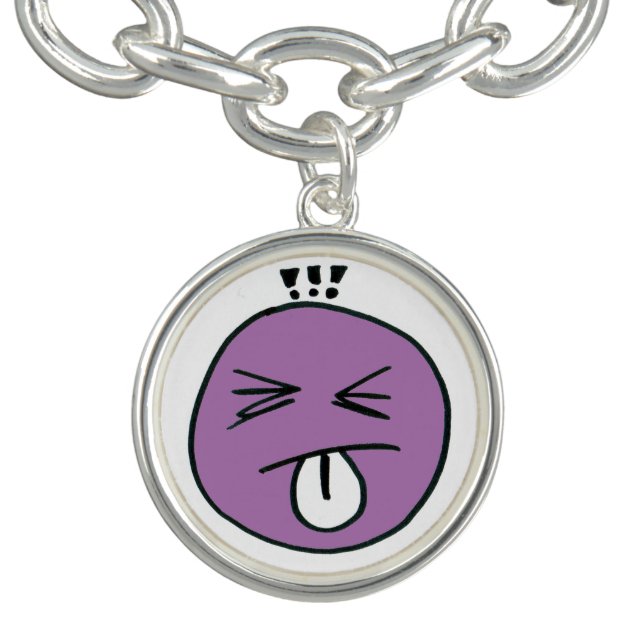 Tongue Out Emoji Face Charm Bracelet (Design)