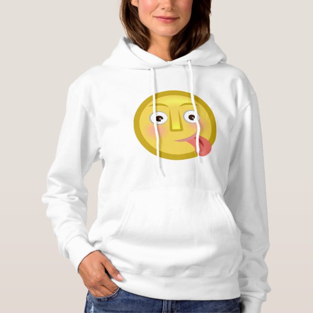 Tongue Out Emoji Funny Goofy Face Hoodie (Front)