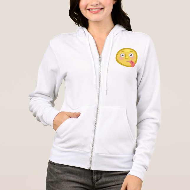 Tongue Out Emoji Funny Goofy Face Hoodie (Front)