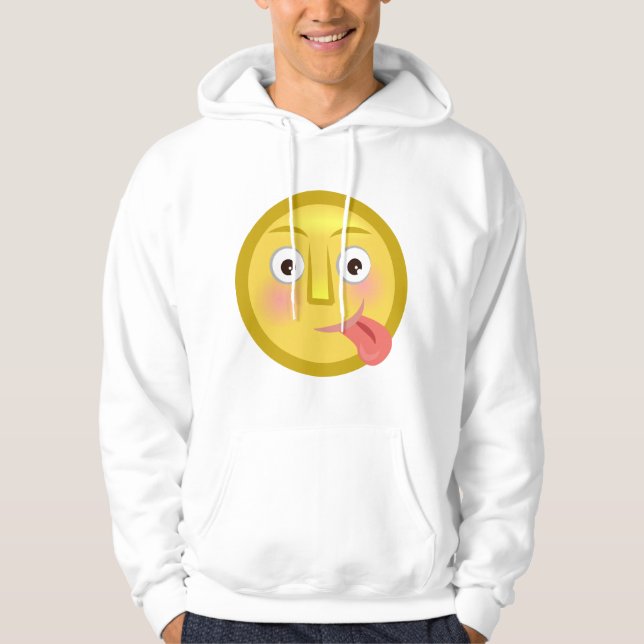 Tongue Out Emoji Funny Goofy Face Hoodie (Front)