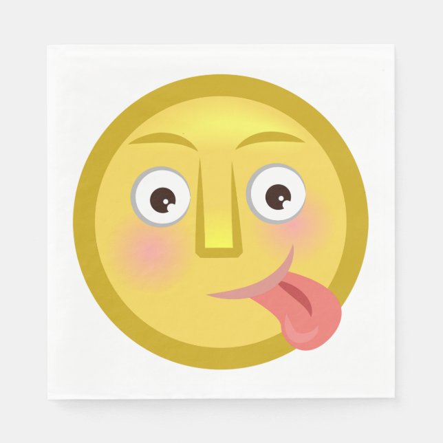 Tongue Out Emoji Funny Goofy Face Napkins (Front)
