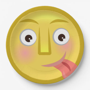 Tongue Out Emoji Funny Goofy Face Paper Plates