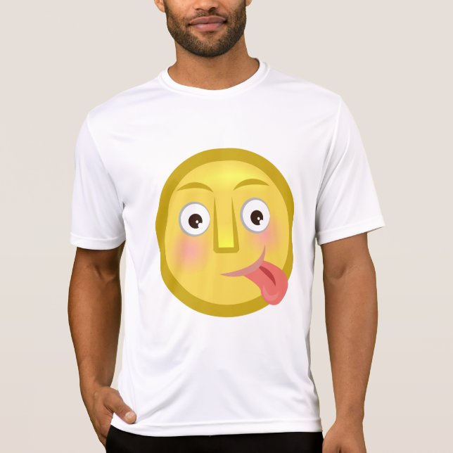 Tongue Out Emoji Funny Goofy Face T-Shirt (Front)