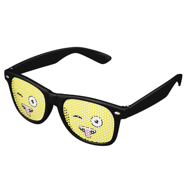 Tongue out Emoji Retro Sunglasses (Angled)