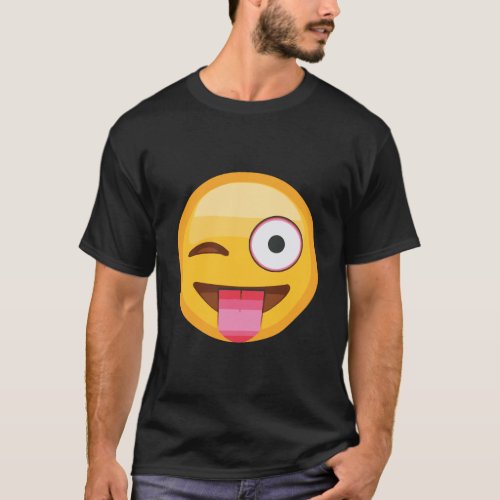 Tongue Out Emoji With Winking Eye Long Sleeve T Sh T_Shirt