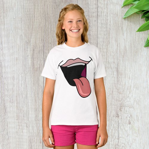 Tongue Out Girls T_Shirt