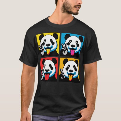 Tongue Out Panda Funny Panda Art T_Shirt