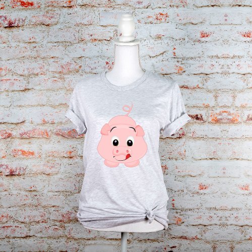 Tongue Out Pink Piggy T_Shirt