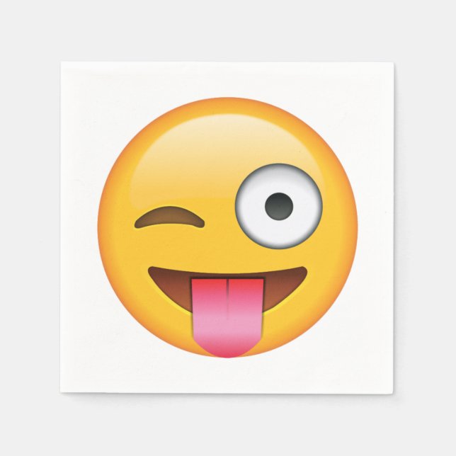 Tongue Out  with Winking Eye - Emoji Napkins (Front)
