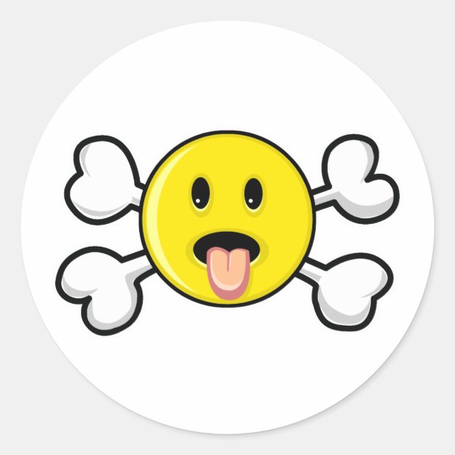 tongue Skull and Crossbones Classic Round Sticker (Front)