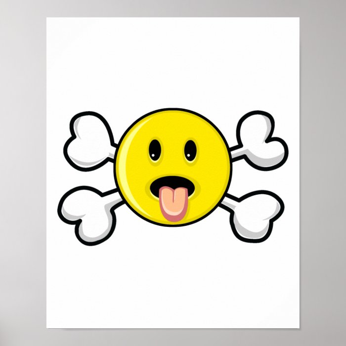 tongue smiley Skull and Crossbones Print