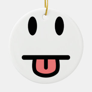 Tongue Sticking Out Face Ceramic Ornament