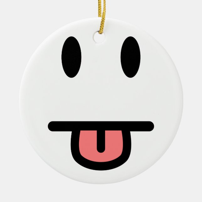 Tongue Sticking Out Face Ceramic Ornament (Front)