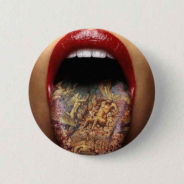 tongue tattoo design button (Front)