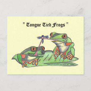 " Tongue Tied Frogs " Postcard