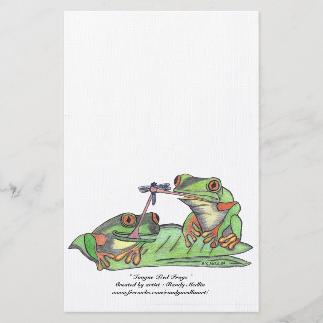 " Tongue Tied Frogs " Stationery (Front)