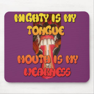 Tongue Tied: Funny Tongue Quote Colorful Text Art Mouse Pad