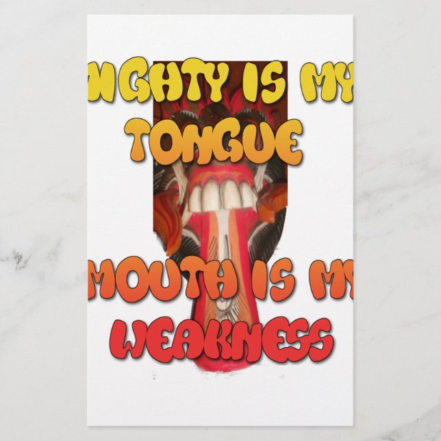 Tongue Tied: Funny Tongue Quote Colorful Text Art Stationery (Front)