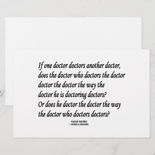 Tongue Twister Doctor Doctors Another Doctor (Front/Back)