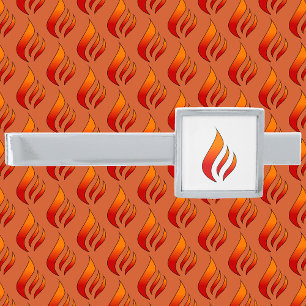 Tongues of Fire or Flame Silver Finish Tie Bar