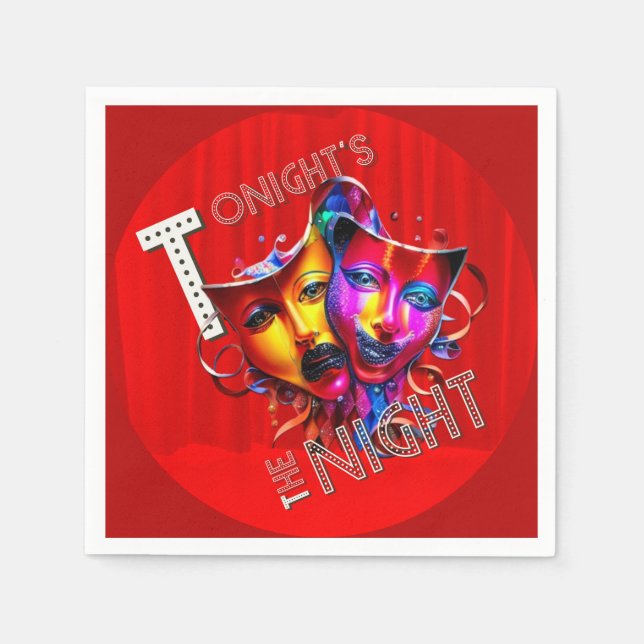 Tonight’s the Night (Red Curtain) Napkins (Front)