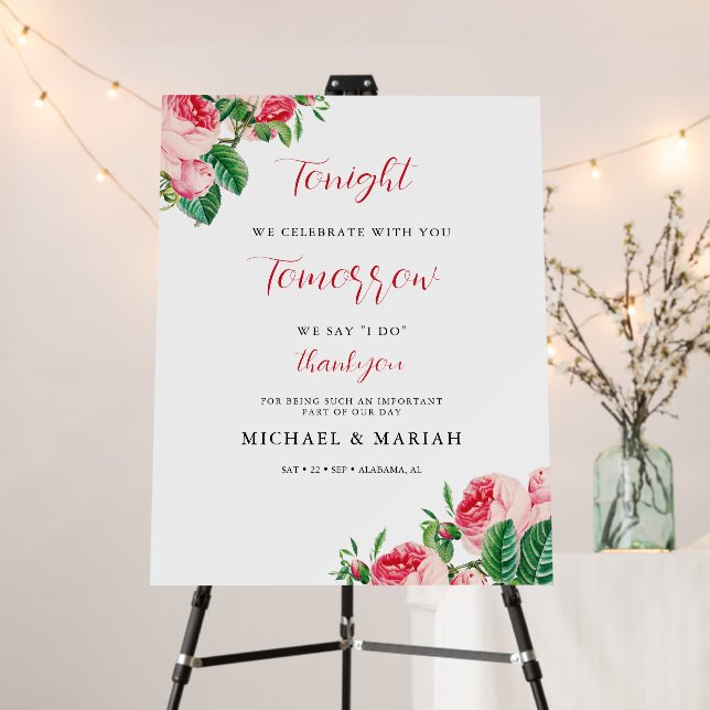 Tonight We Celebrate Rehearsal Dinner Floral Foam Board (In Situ (Stand))