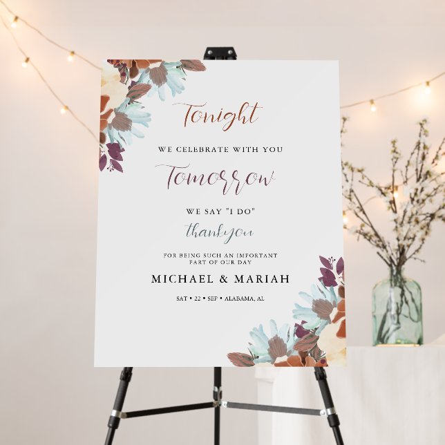 Tonight We Celebrate Rehearsal Dinner Floral Foam Board (In Situ (Stand))