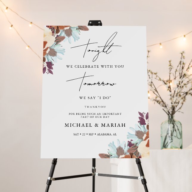 Tonight We Celebrate Rehearsal Dinner Floral Foam Board (In Situ (Stand))