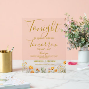 Tonight we celebrate wedding rehearsal dinner acrylic sign