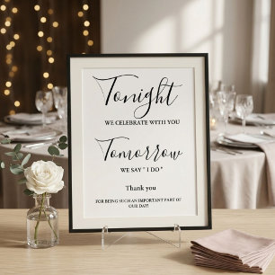 Tonight we celebrate wedding rehearsal dinner sign