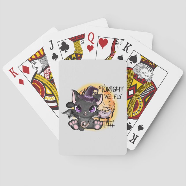 Tonight We Fly – Black Witch Cat Poker Cards (Back)