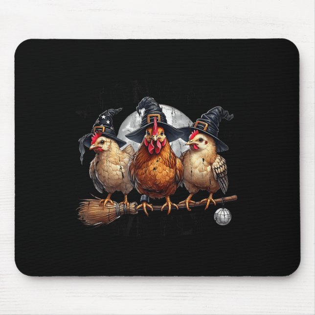 Tonight We Fly, Chicken Witch, Funny Halloween Chi Mouse Pad (Front)