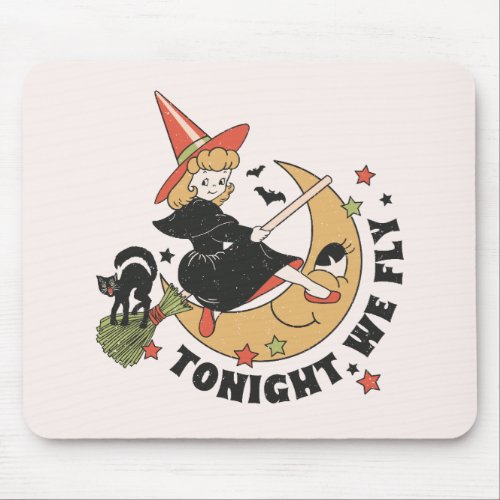 Tonight We Fly Cute Witch Mouse Pad