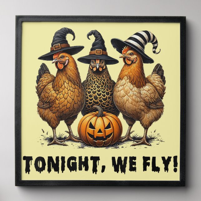 Tonight We Fly Funny Chicken Halloween   Peel And Stick Photo Tile (Front Set)