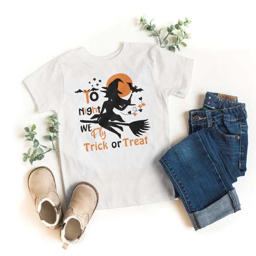 Tonight we fly_Halloween witch on a broom T_Shirt