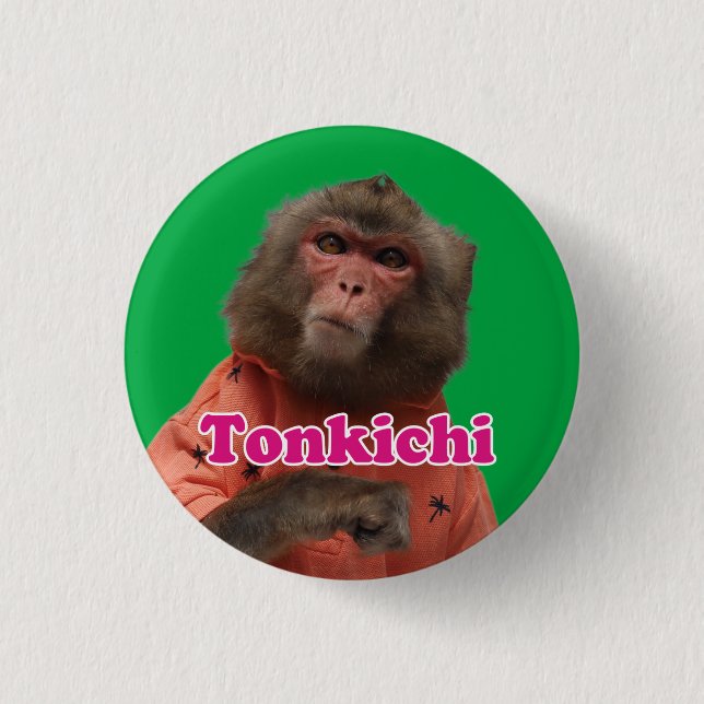 Tonkichi pinBack button.とん吉の缶バッジ Button (Front)