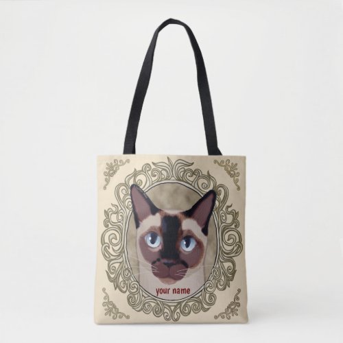 Tonkinese Cat all over custom name tote bag