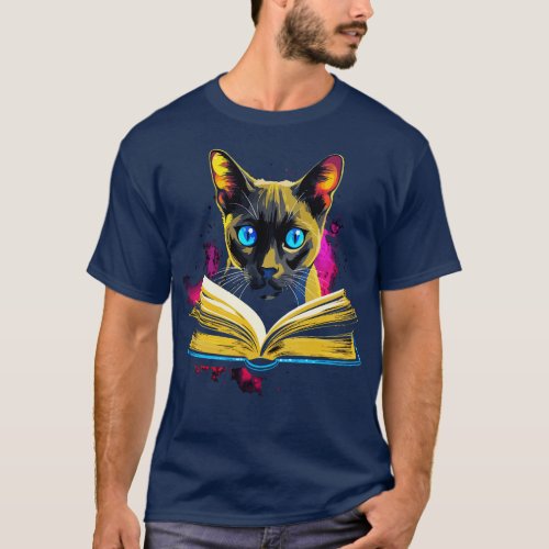 Tonkinese Cat Reads Book T_Shirt