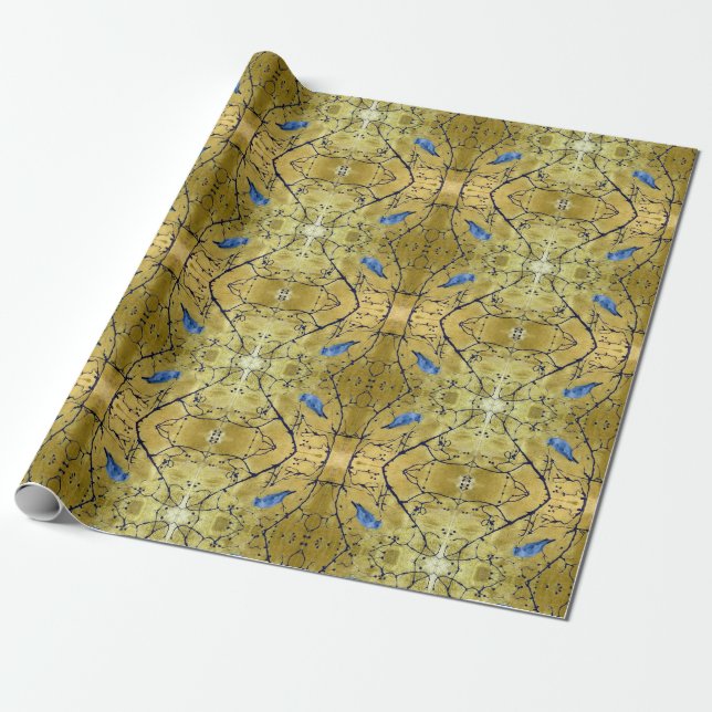 Tonkinson - Bluebird ii gold gift wrap Cadeaupapie (Unrolled)
