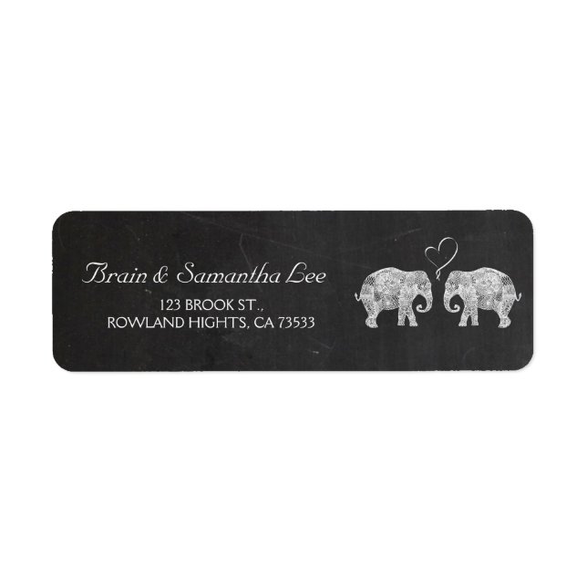 TONS OF LOVE | Elephant Chalkboard Wedding Label (Front)