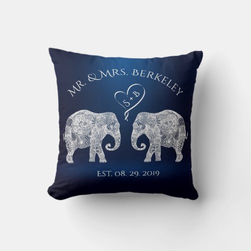 TONS OF LOVE  Elephant Couple Custom Wedding Gift Throw Pillow