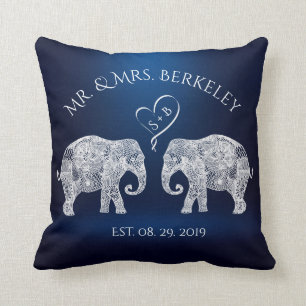 TONS OF LOVE Elephant Couple Custom Wedding Gift Throw Pillow